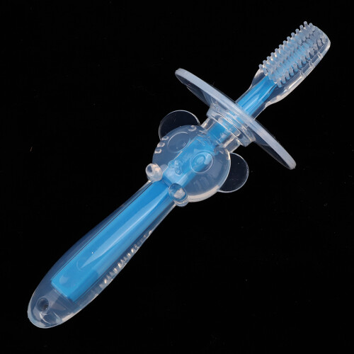 (Blue) Spazzolino Bambino Silicone Animale Blu 1