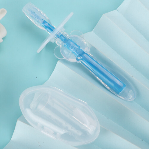 (Blue) Spazzolino Bambino Silicone Animale Blu 2