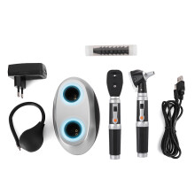 Rechargeable Fiber Optic Ophthalmoscope Otoscope Kit 100-240V USB