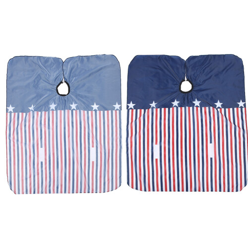 140x130cm Hairdressing Cape Red White Blue Stripe 2