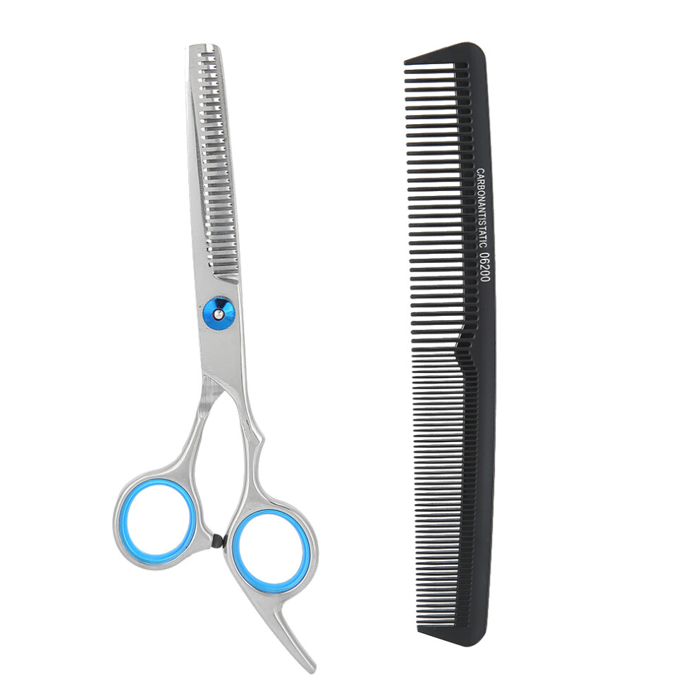 2pcs Salon Barber Hair Thinning Scissors Comb Set