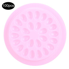 (Pink) 100x PVC-Blüten-Grafting-Wimpernkleber-Schale pink