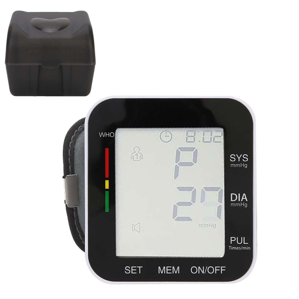 Black Wrist Blood Pressure Monitor Lcd Voice Sphygmomanometer (Black)