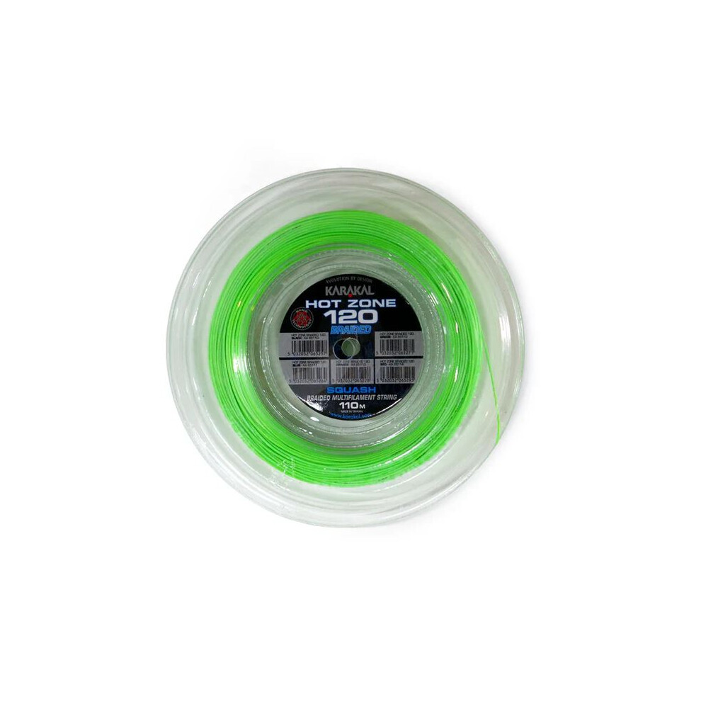 (Green) Karakal Hot Zone Braided 11 Squash String 1.20mm Nano Coated Hi Tensile Multifilament