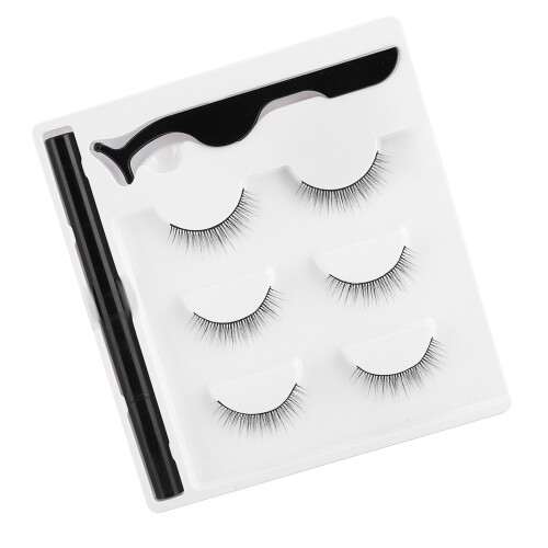 3 Paar Magnet-Wimpern Set mit Liner & Pinzette 2