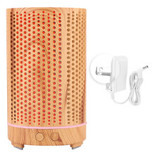 (110-240V US Plug) Holzoptik Luftbefeuchter mit Nachtlicht & Aroma-Diffuser