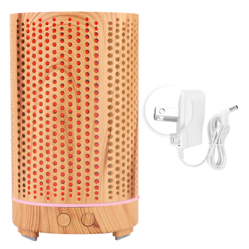 (110-240V US Plug) Holzoptik Luftbefeuchter mit Nachtlicht & Aroma-Diffuser