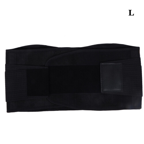 (L Black) Gym Lumbar Back Support Belt Black