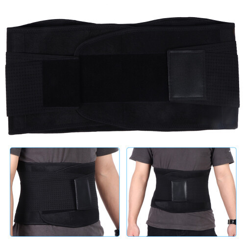 (L Black) Gym Lumbar Back Support Belt Black 2
