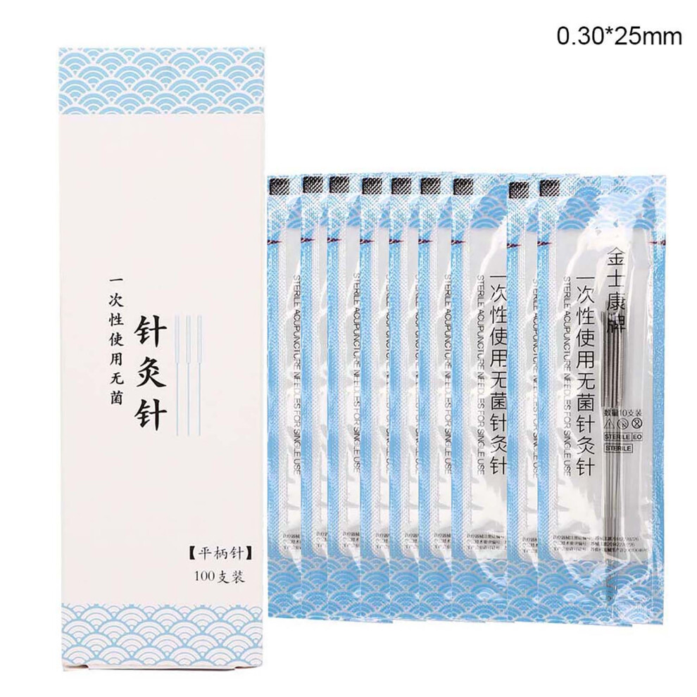 (0.30 x 25) 100pcs Box Disposable Sterile Acupuncture Needle 0.30x25mm