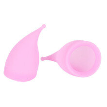(Pink L + S) Silikon-Menstruationsbecher Wiederverwendbar Sicher L S