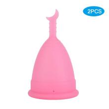 (Moon Shaped Pink L) 2x Silikon-Menstruationsbecher Mondförmig Weiß L