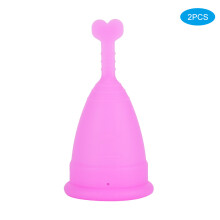 (Heart Shaped Purple S) 2x Silikon-Menstruationsbecher Herzform Lila S