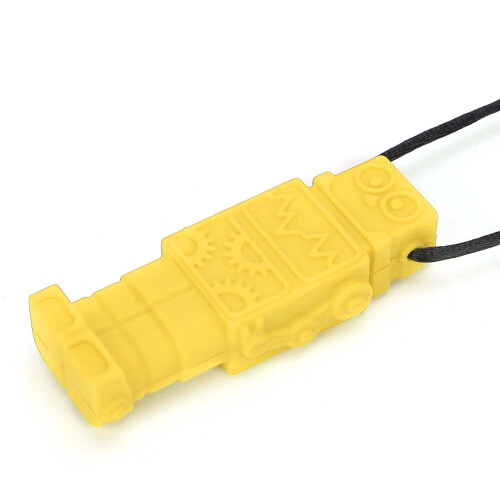(Yellow) Silicone Robot Teether Baby Chewing Pendant Yellow 1