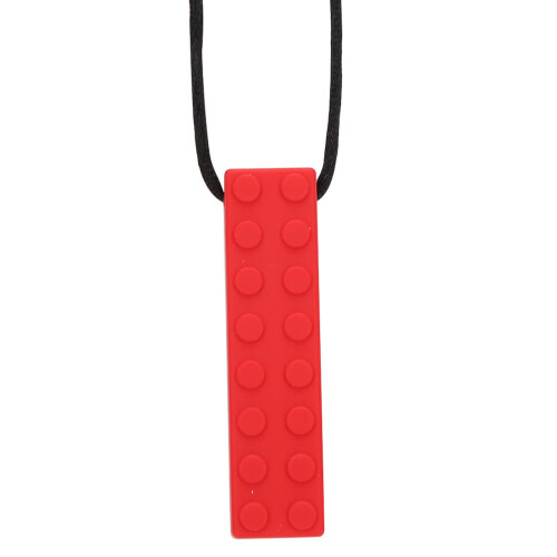 (Red) Silicone Building Blocks Teether Baby Chewing Pendant Necklace Blue 1