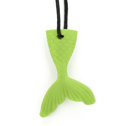 (Green) Silicone Fish Tail Teether Baby Chewing Pendant Purple 1