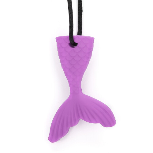 (Purple) Silicone Fish Tail Teether Baby Chewing Pendant Purple 1