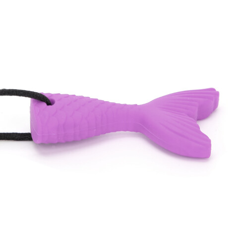 (Purple) Silicone Fish Tail Teether Baby Chewing Pendant Purple 2