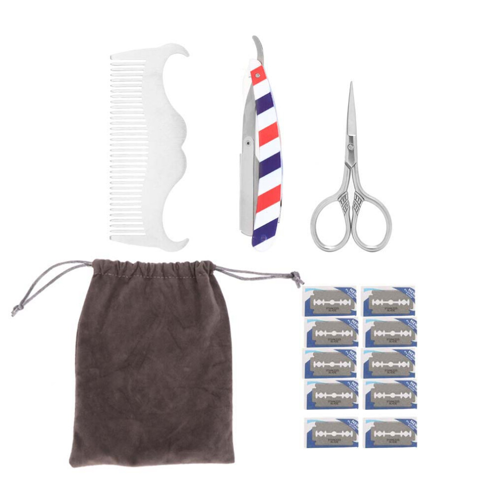 (4pcs / set) Beard Kit 4pcs Brush Comb Scissors Knife