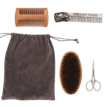 (Set) Set Spazzola Barba e Capelli Uomo con Pettine e Forbici