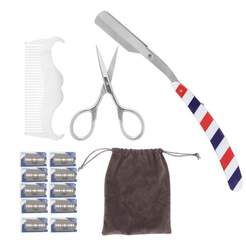 (4pcs / set) Beard Kit 4pcs Brush Comb Scissors Knife 1