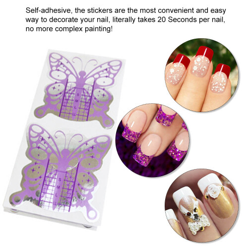 100 Pezzi Unghie Acriliche Farfalla Viola UV Gel 2