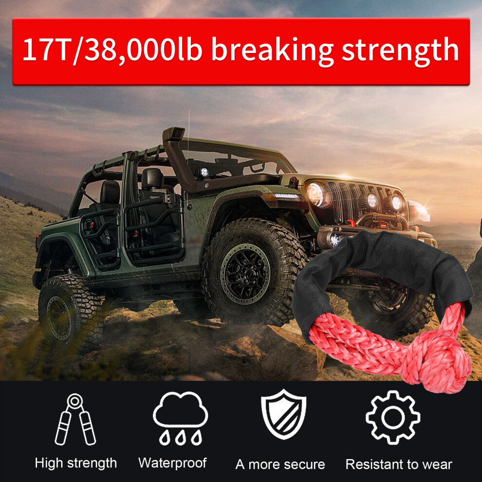 17T Flexible Synthetic Towing Rope with Protective Sleeve, 550mm, Red/Black-image-OPC-PMM6MHD-NEW