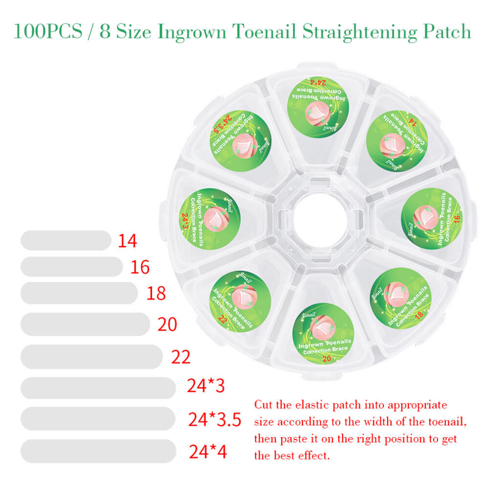 100PCS 8 Size Ingrown Toenail Correction Patch Double Headed Brace