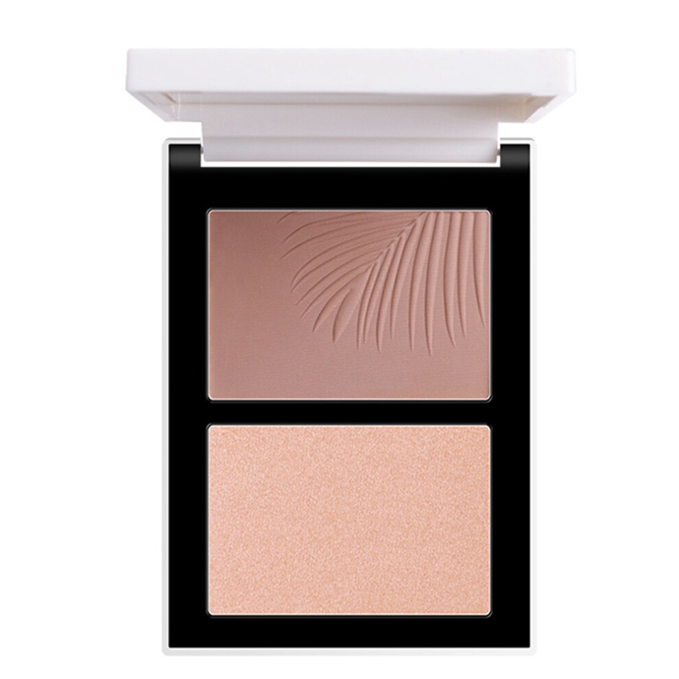 (#1) 2-Color Highlighter Powder Face Contour Bronzer Blusher Brightening#1