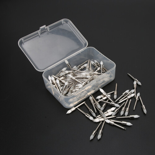 (Pointed Head White) 100x Nylon-Zahnpolierbürste Weiß Spitzkopf mit Box 2