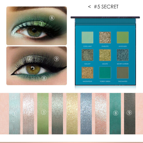 9 Farben wasserfestes Glitzer-Augenlidpuder 1