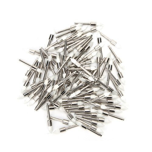 (Pointed Head White) 100x Nylon-Zahnpolierbürste Weiß Spitzkopf mit Box 1