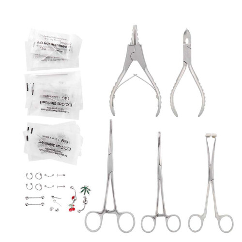 Edelstahl-Piercing-Zange mit Nadeln-Set