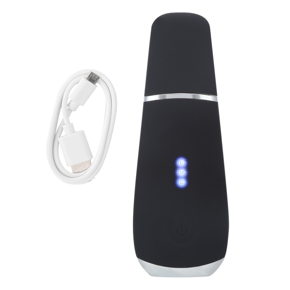 (Black) Ultrasonic Skin Scrubber Blackhead Acne Removal Face Instrument