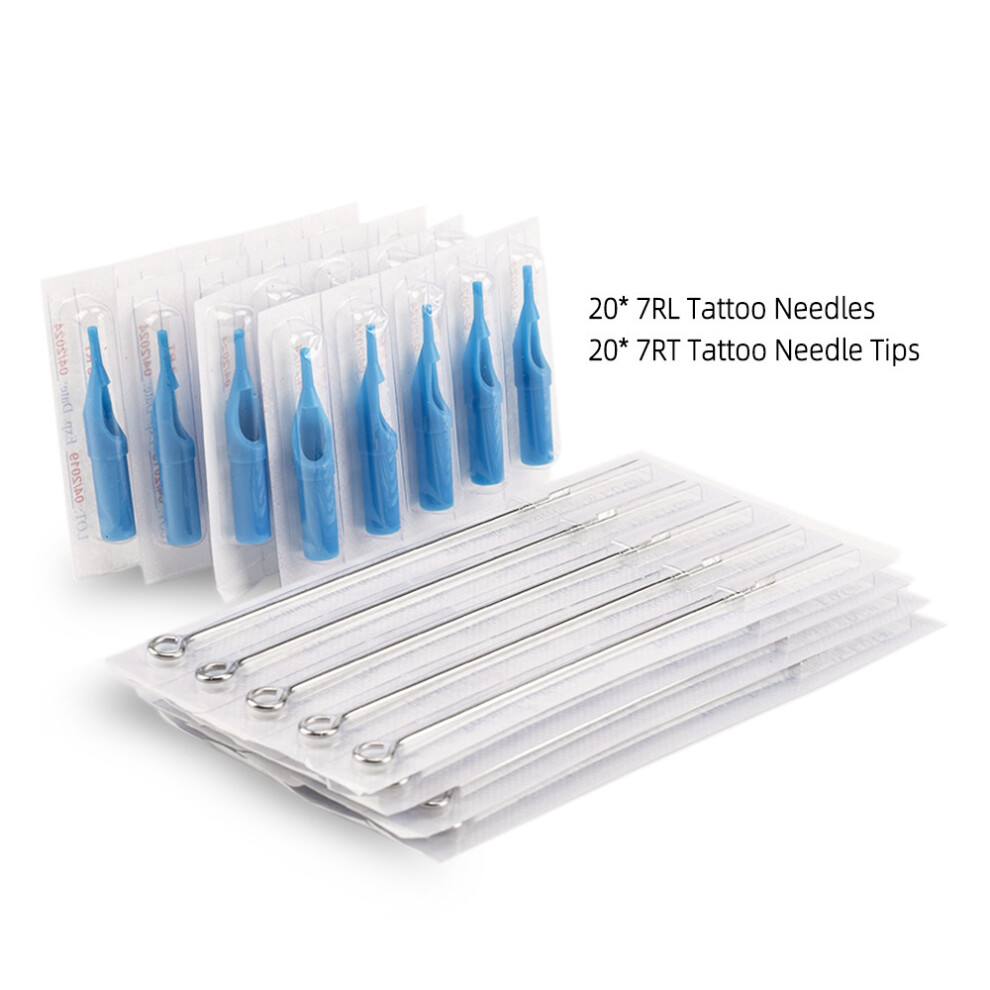 20pcs Disposable Tattoo Needles 7RL + 7RT Tattoo Tools Kit