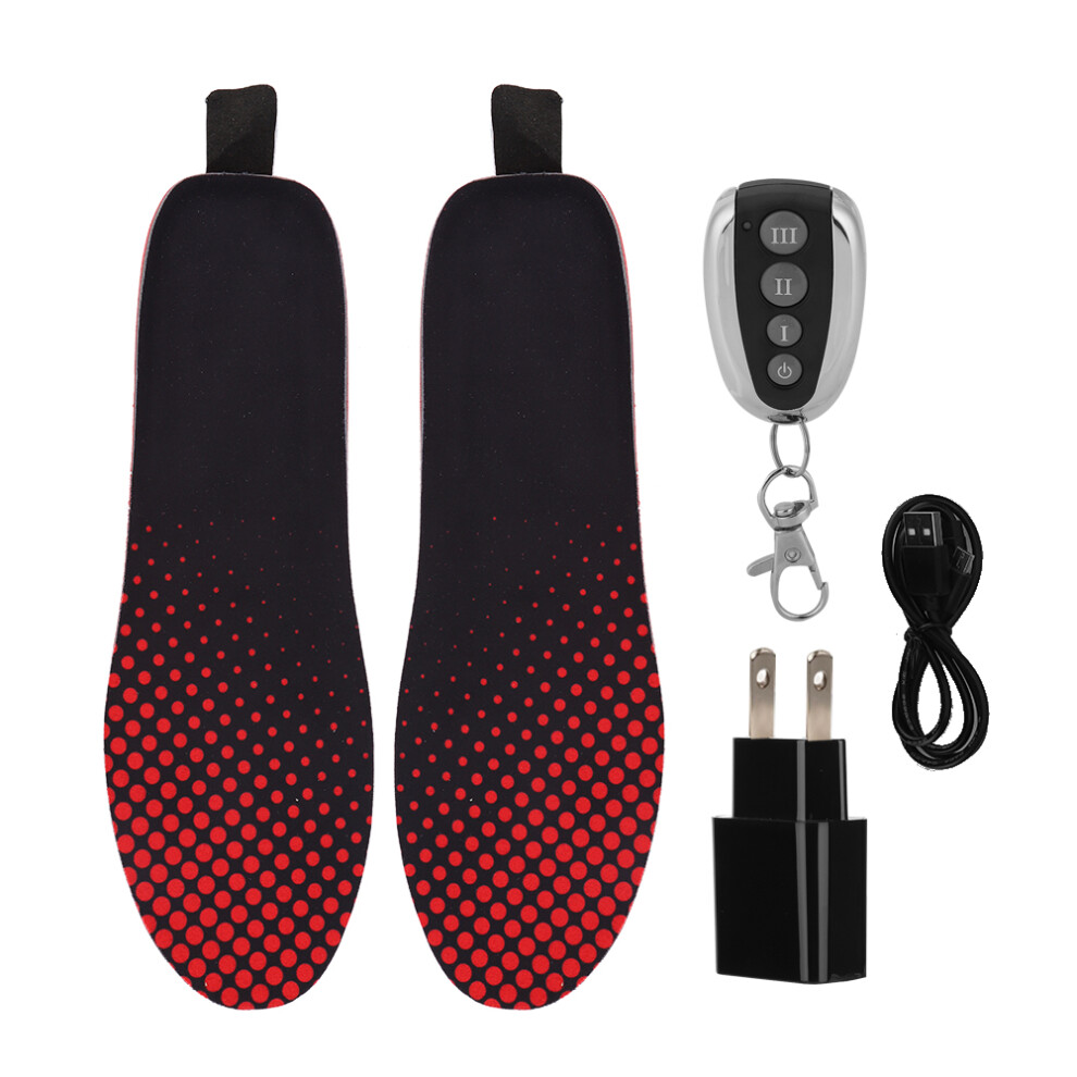 (USB Cable + US Plug) Remote Control Heated Insole Adjustable USB Foot Warmers