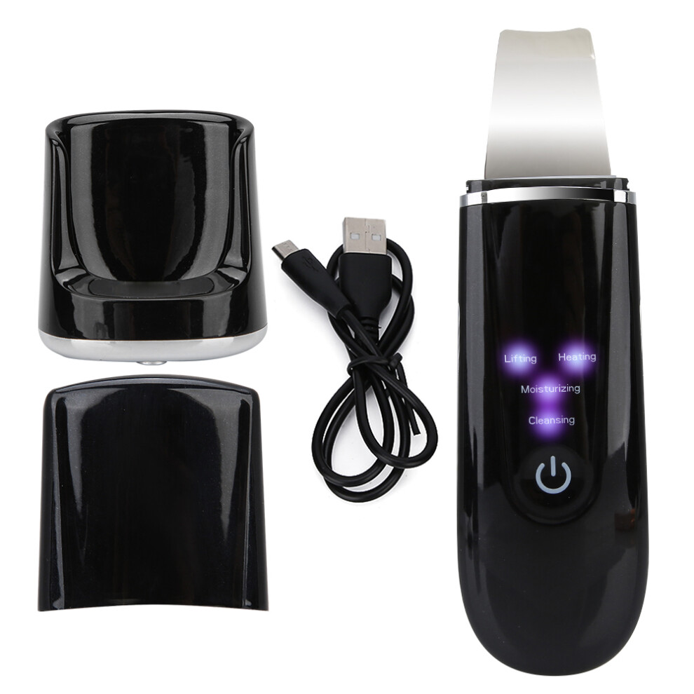 (Black) Ultrasonic Skin Scrubber Blackhead Pimple Removal Face Pore Cleanser