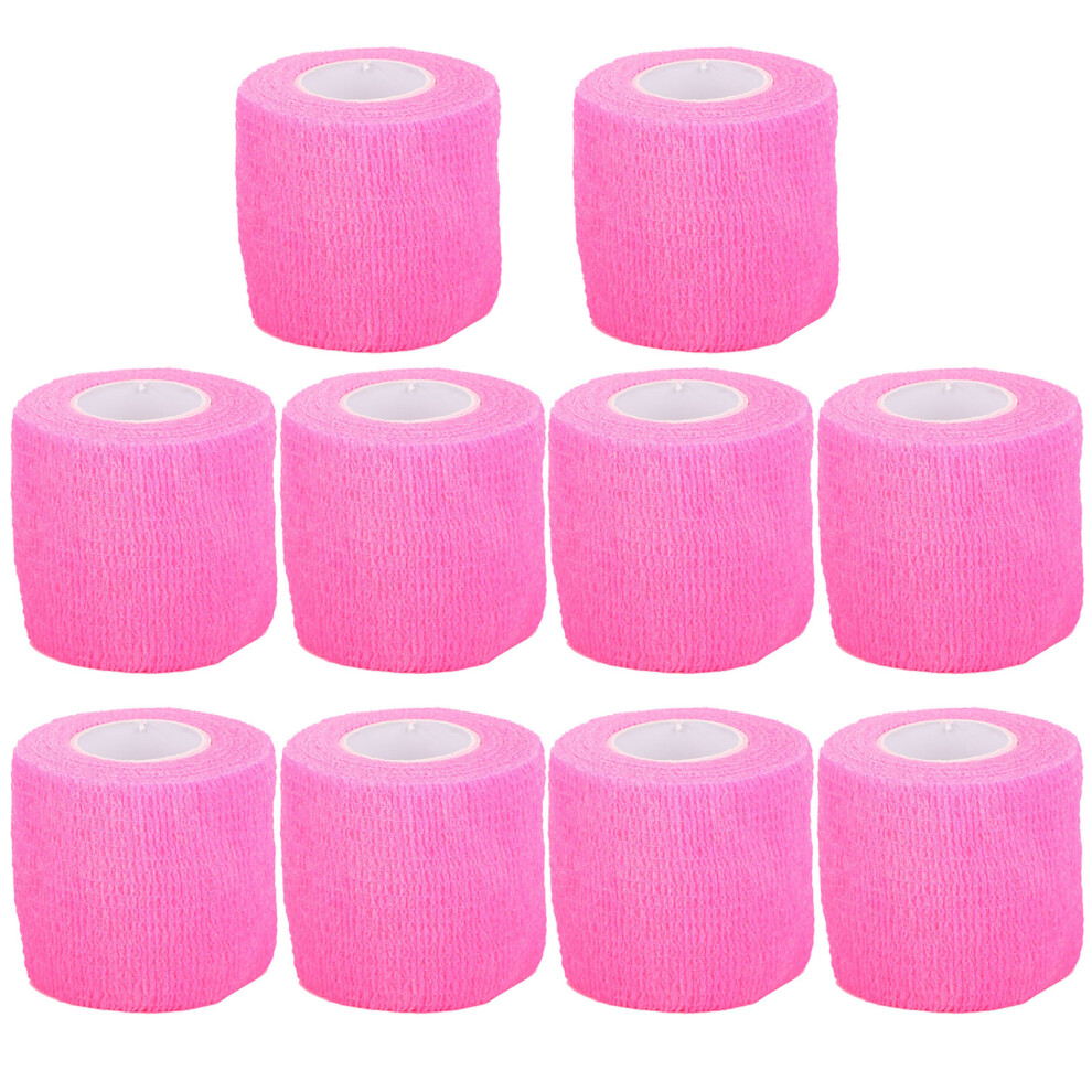 (Pink 5cm x 4.5m/2.0 x 177.2inch) 10pcs Self Adhesive Elastic Bandage 5cm x 4.5m