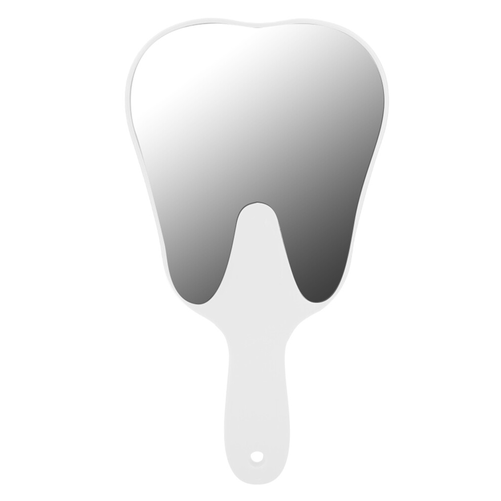 (White) Tooth Shaped Mirror Cute Handle Dental Mirror White