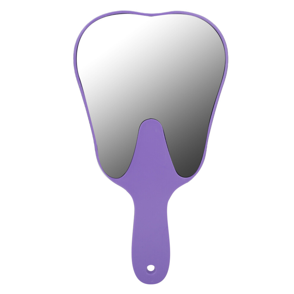 (Purple) Tooth Shaped Mirror Cute Handle Dental Mirror White