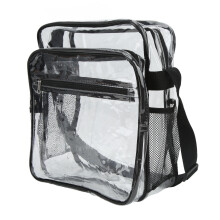 Bolso mensajero de PVC transparente, tipo bandolera, cremallera visible