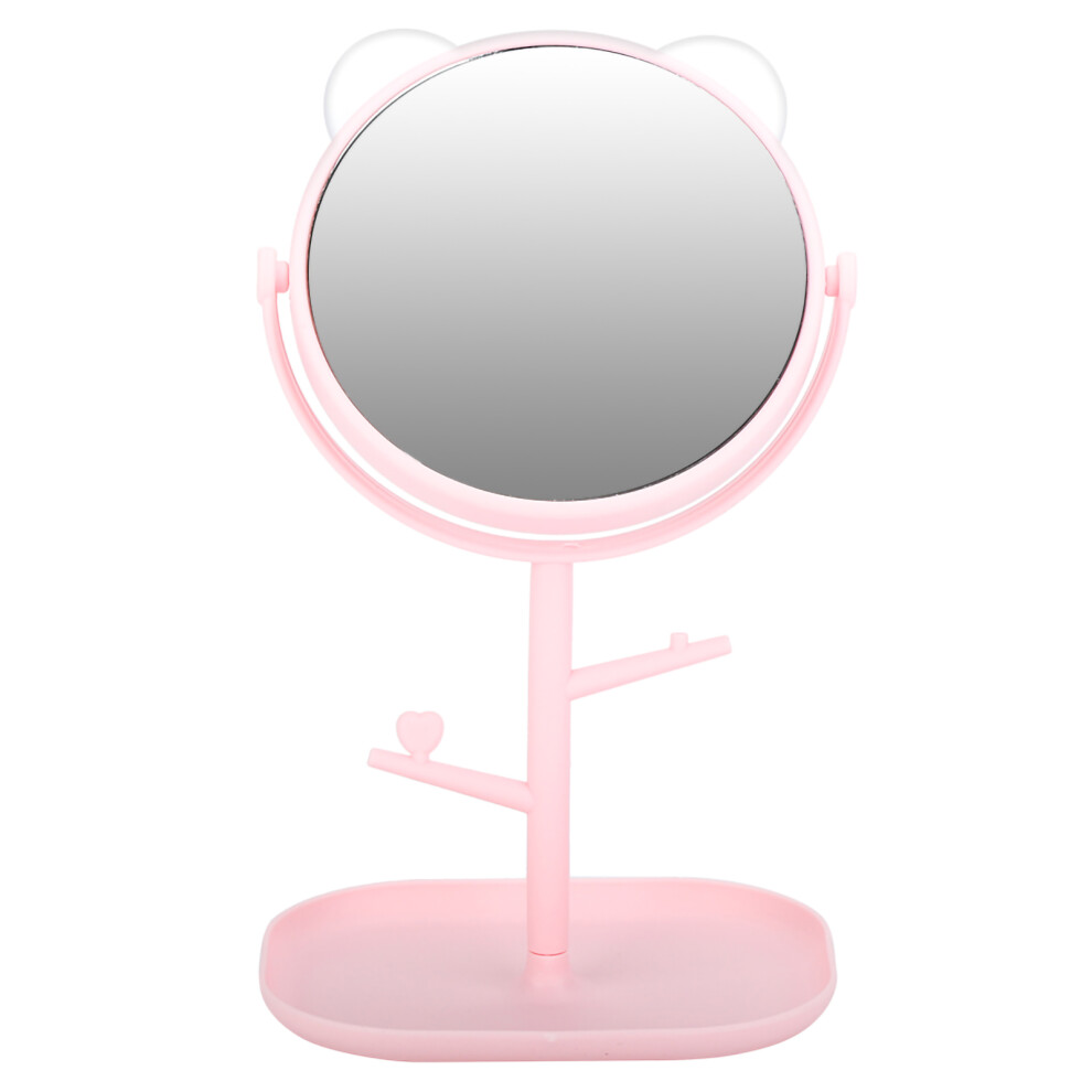 White (White) Rotatable Desktop Cosmetic Mirror With Tray