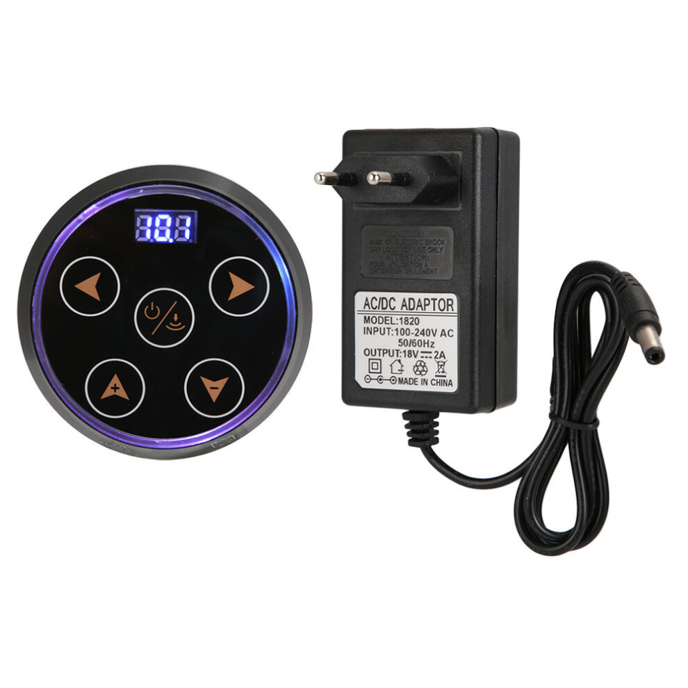 (EU Plug) LCD Tattoo Power Supply with Power Adapter Tattoo Machine Accessory