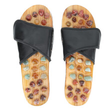 (Black 41) Unisex-Agats-Fußmassage-Slippers Schwarz 41