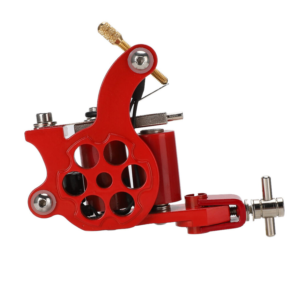 (Red) Professional Alloy Coil Tattoo Machine Strong Motor Liner Shader