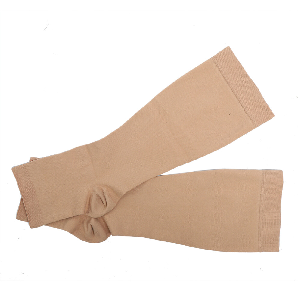 (Knee-High Open-Toe Skin Color XL) Medical Compression Knee High Socks Varicose Veins Open Toe Skin Color
