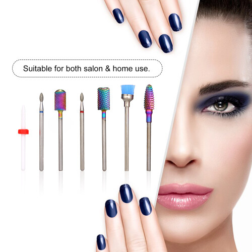 7PC Nail Drill Set Manicure Pedicure Bits w/ Brush 1