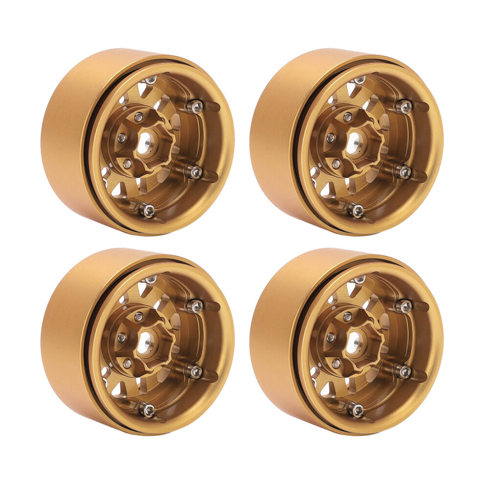 4 Pcs Brass Beadlock Wheel Rims for 1.9 Inch RC Crawler, Gold-image-OPC-PMM78TM-NEW