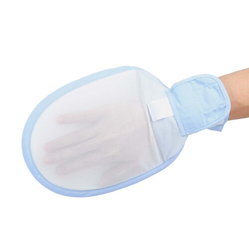 (Blue and White) Breathable Elderly Scratch Protection Gloves 2