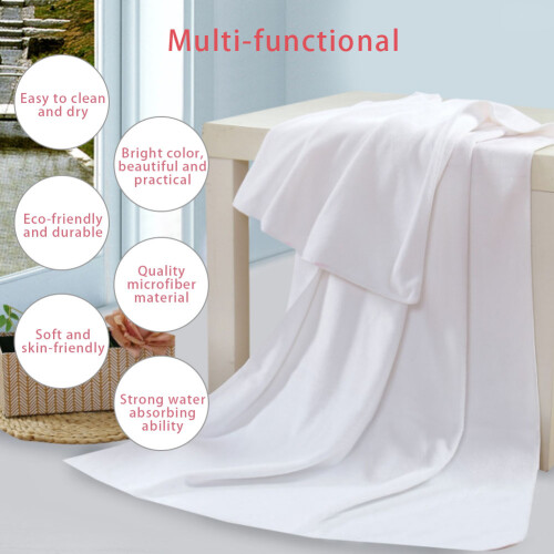 (White) Microfiber Sauna Massage Bath Towel Soft White 2